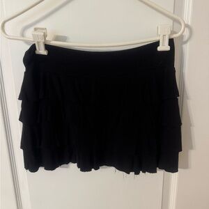Ambiance Black Skater Mini Skirt with Ruffled Tiers
